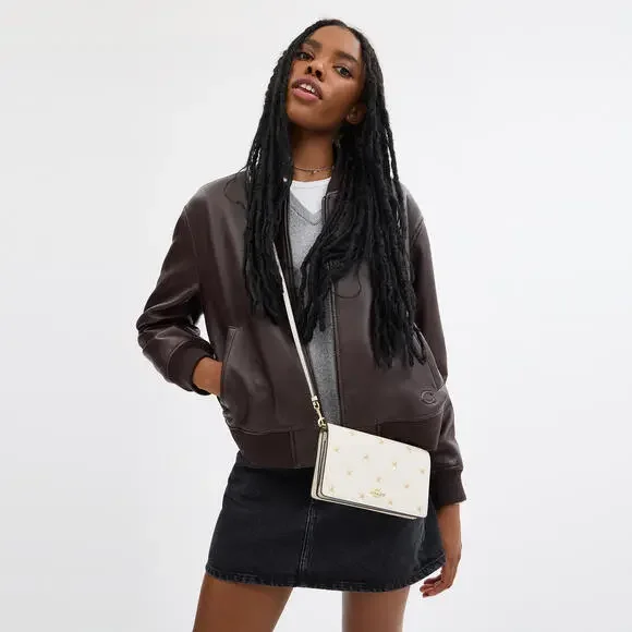 COACH NWT LEATHER Anna Fold over Leather Crossbody Boxed Set includes Card Case - Picture 4 of 6